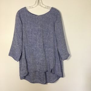 Hinson Wu Linen Hi-Lo Pullover Top